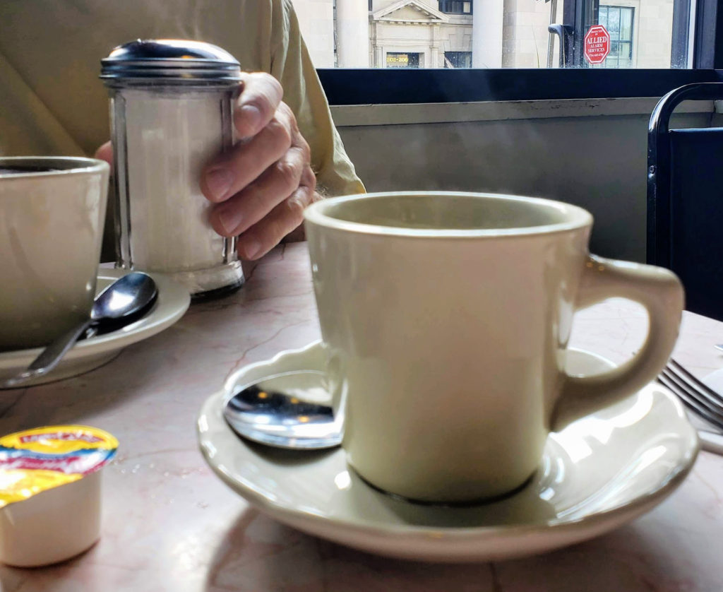 Lisciandro's steaming coffee served in perfect old cups.